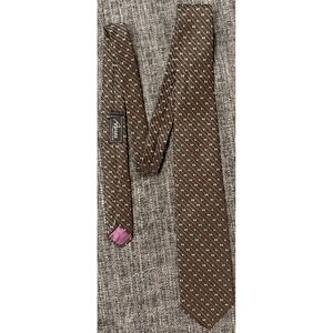 Ayres Berkley Cravats Tie Vintage 60s 70s Brown Geometric Pattern Retro MCM Mens